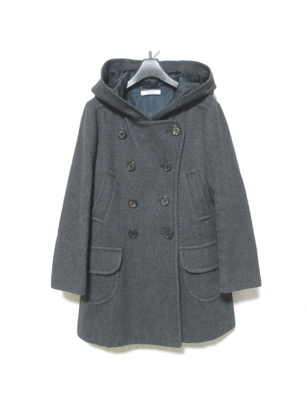 Prada Wool Calze Hooded Coat 38 Gray